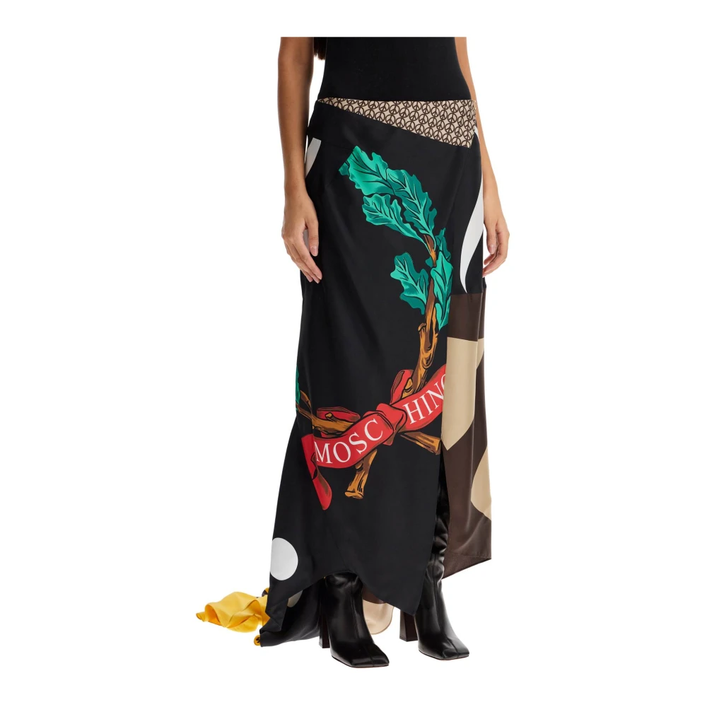 Moschino Zijden Patchwork Asymmetrische Omslagrok Multicolor Dames