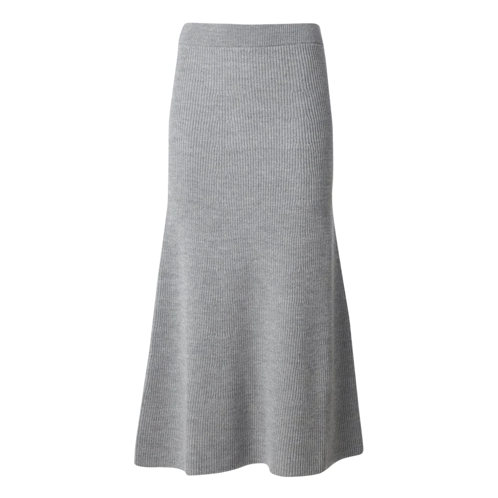 Max Mara Grijze Wollen Gebreide Rok Gray Dames