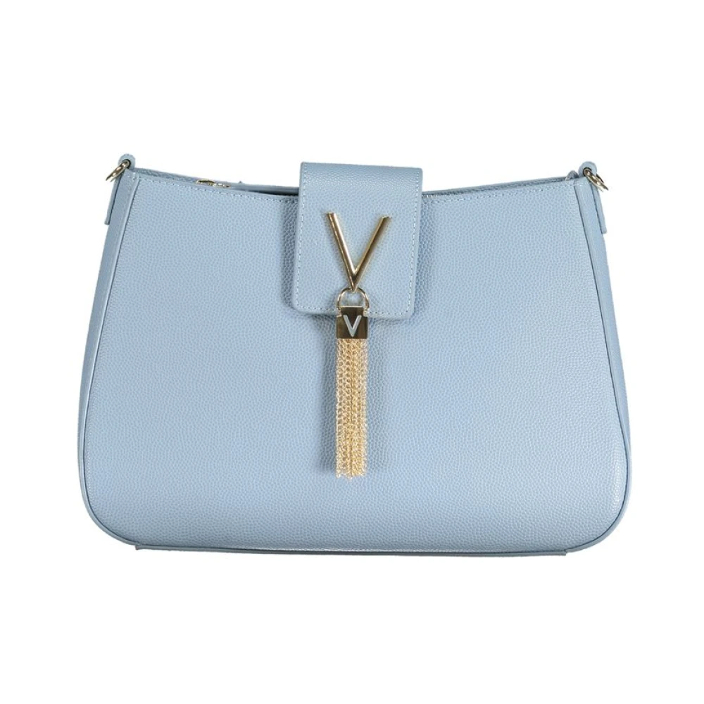 Valentino by Mario Valentino Blauwe Polyethyleen Schoudertas met Kettingriem Blue Dames