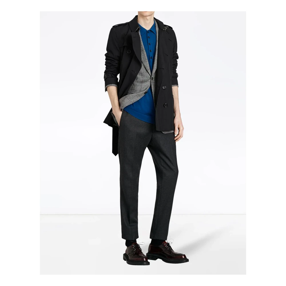 Burberry Zwarte Waterdichte Trenchcoat Blue Heren