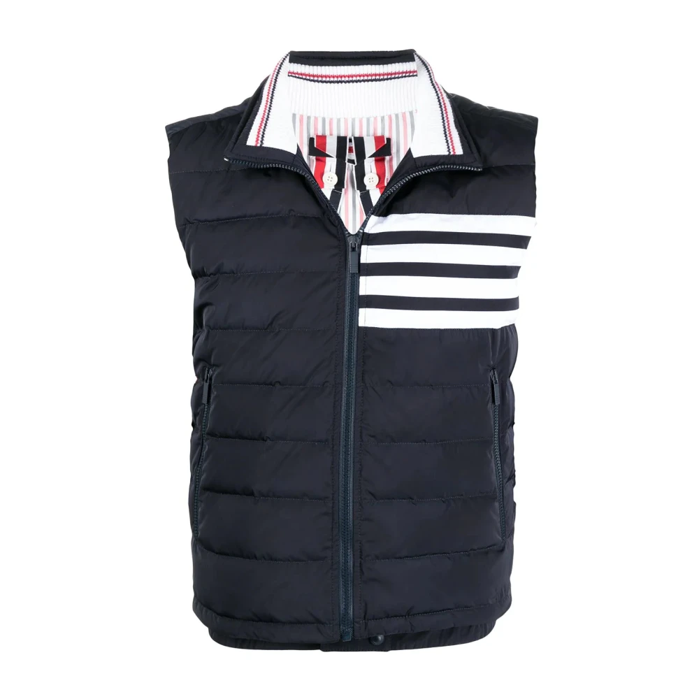 Thom Browne Navy 4-Bar Puffer Gilet Blue Heren