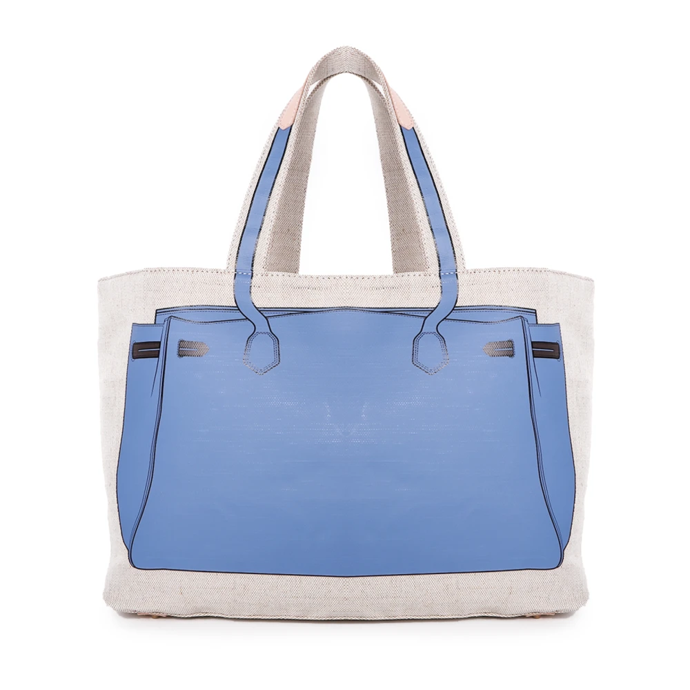 V73 Katoenen Shopper Tas met Afneembare Band Blue Dames
