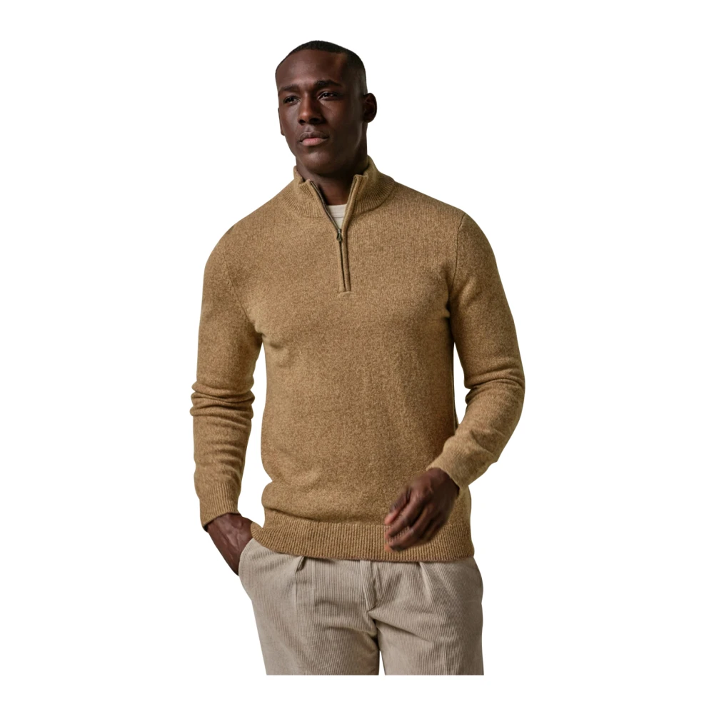 PROFUOMO Heren Truien & Vesten Pullover Half Zip Button Taupe