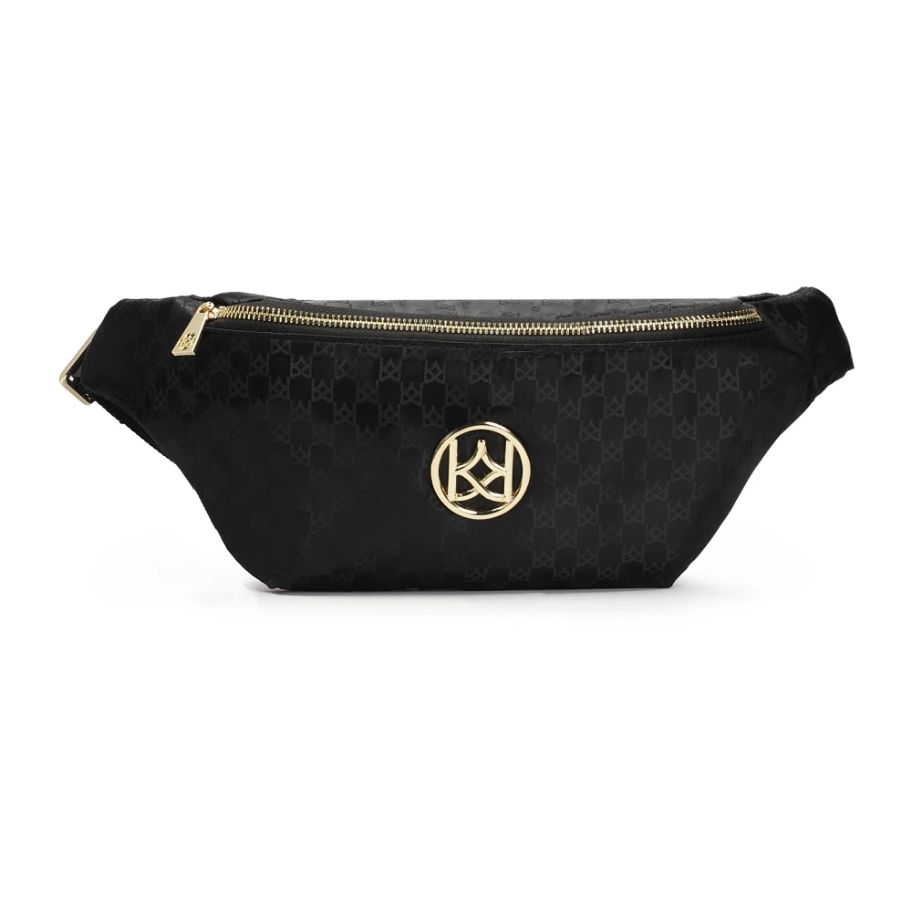 Kazar Zwarte heuptas van textiel met gouden elementen Black Dames