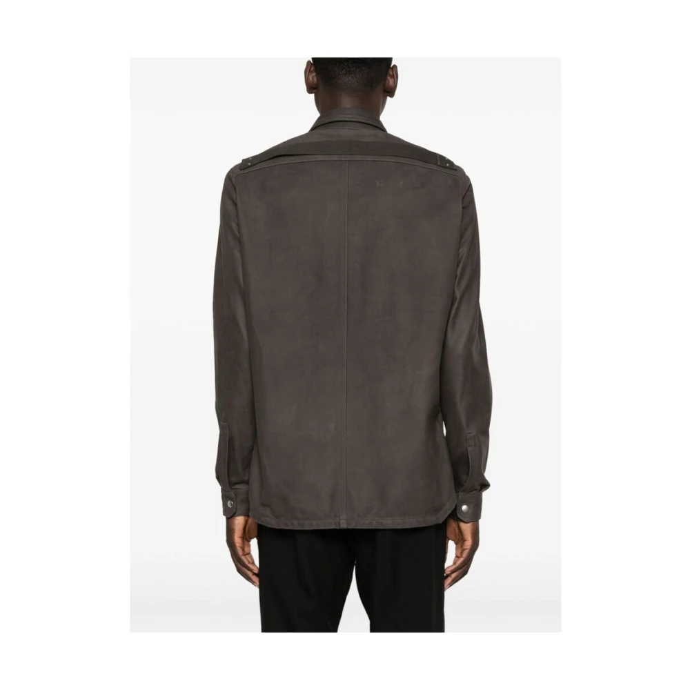 Rick Owens Klassieke leren buitenkleding antraciet grijs Gray Heren