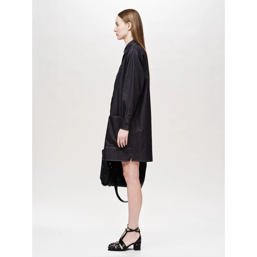 Max Mara Pijl Detail Katoenen Overhemdjurk Black Dames