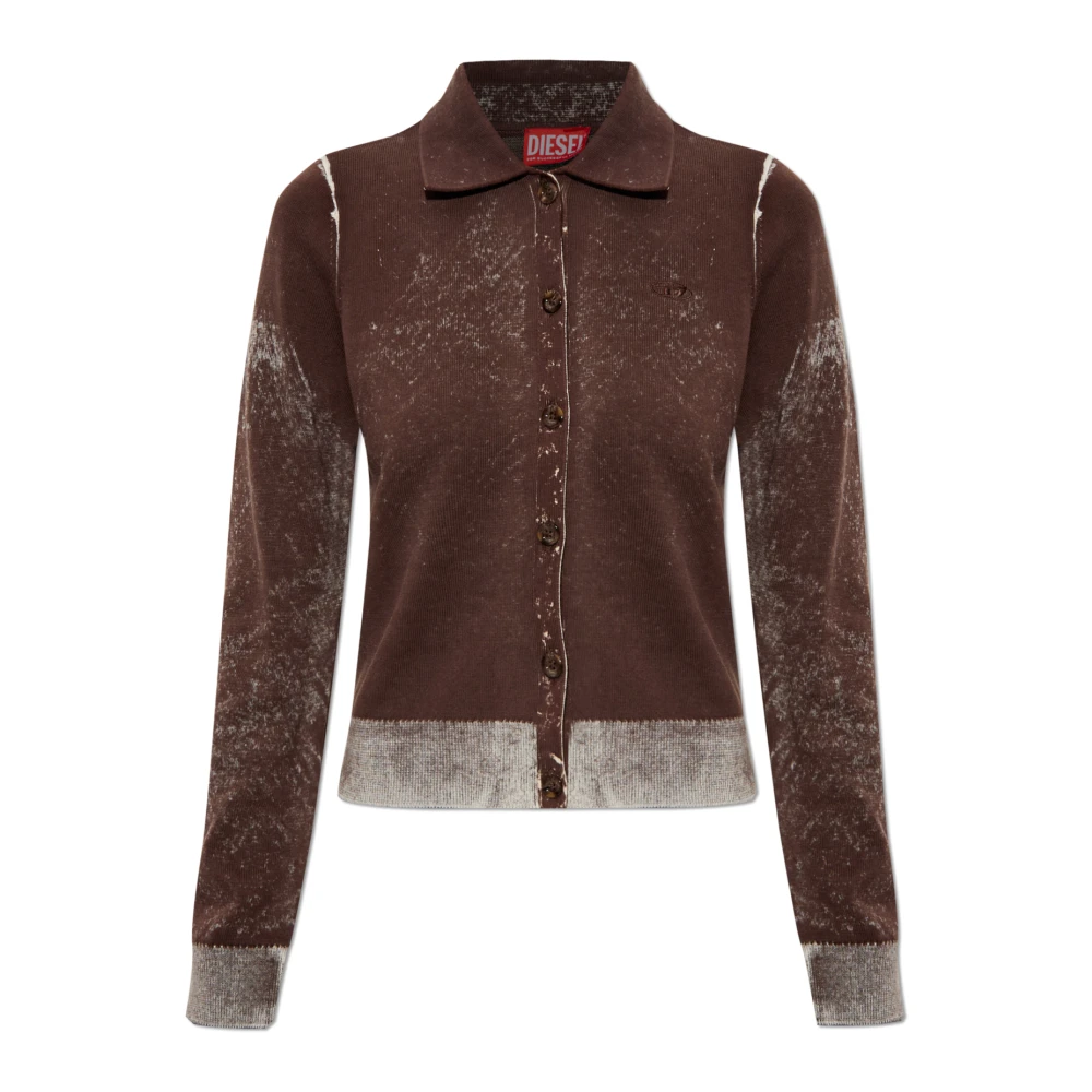 Diesel Kvinno Brun Stickade Tröjor Dam, 2XS, Bomull, M-Loren Cardigan