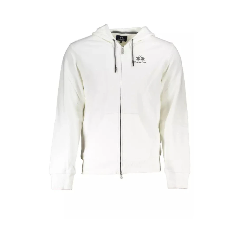 La Martina , Zip-Throughs, Male, White, Xl, White Hooded Zip Sweatshirt