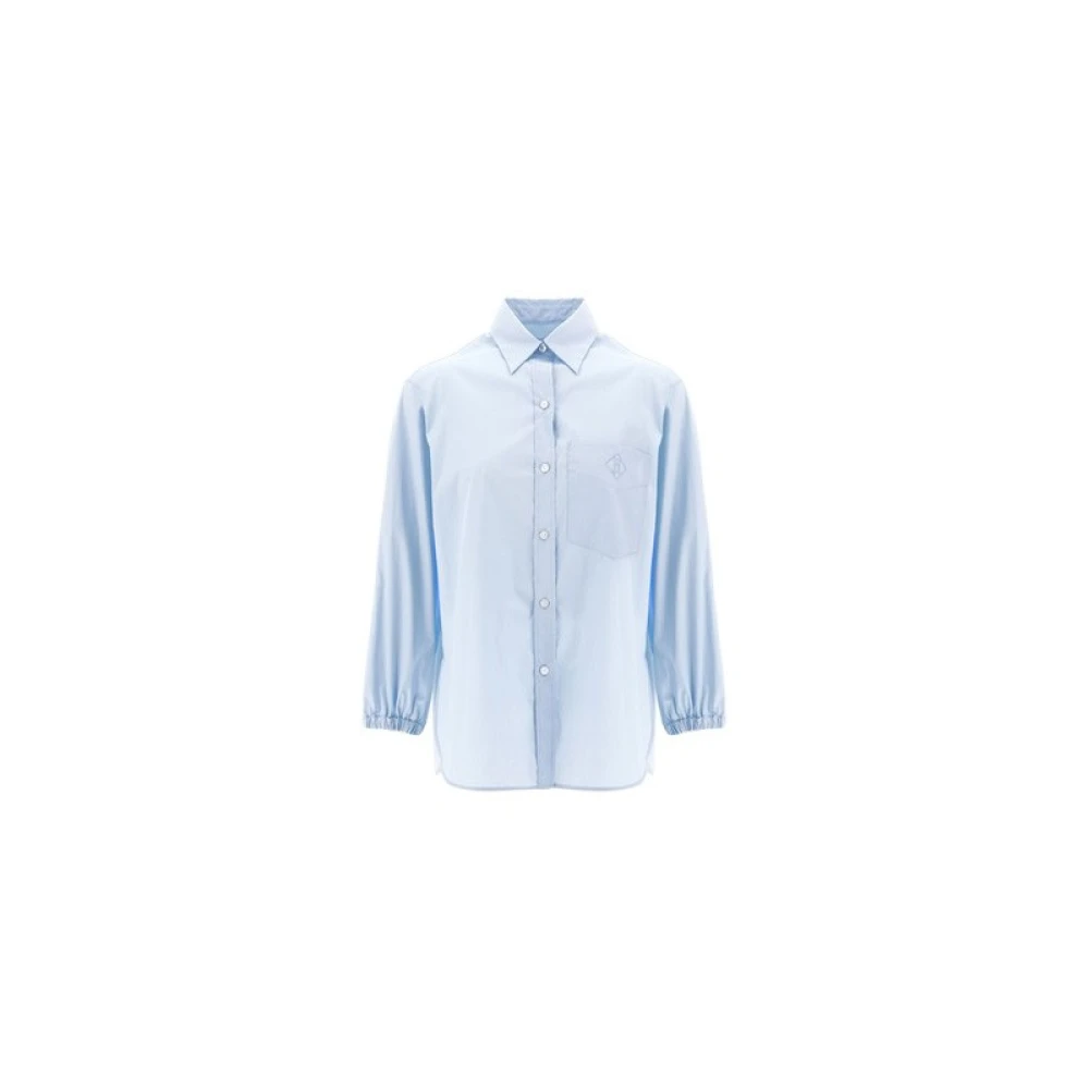 Herno Blouse met Geplooide Mouwen van Katoen Blue Dames