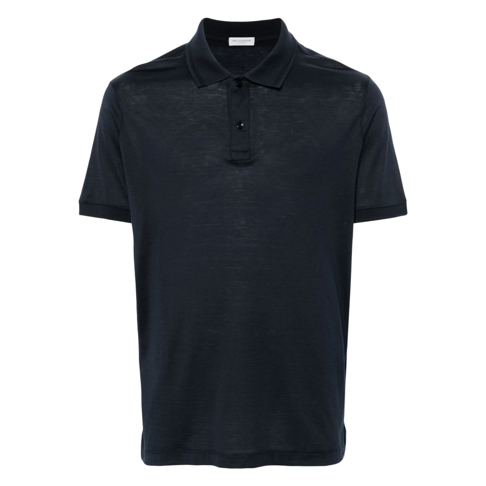 Paul & Shark Blue Polo Shirts, Male, Xl, Silk Short Sleeve Polo Shirt