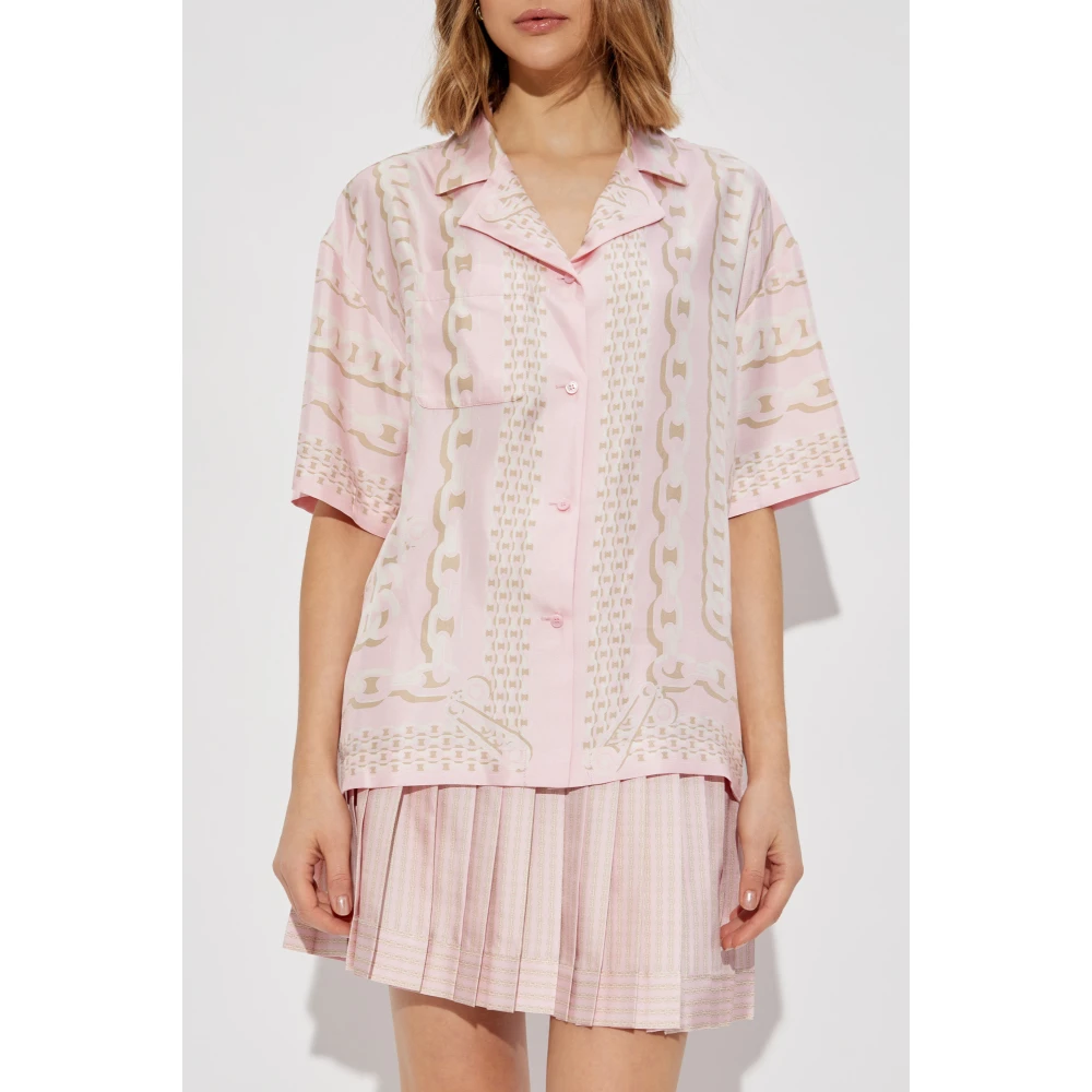 Versace Zijden shirt met schatprint Pink Dames
