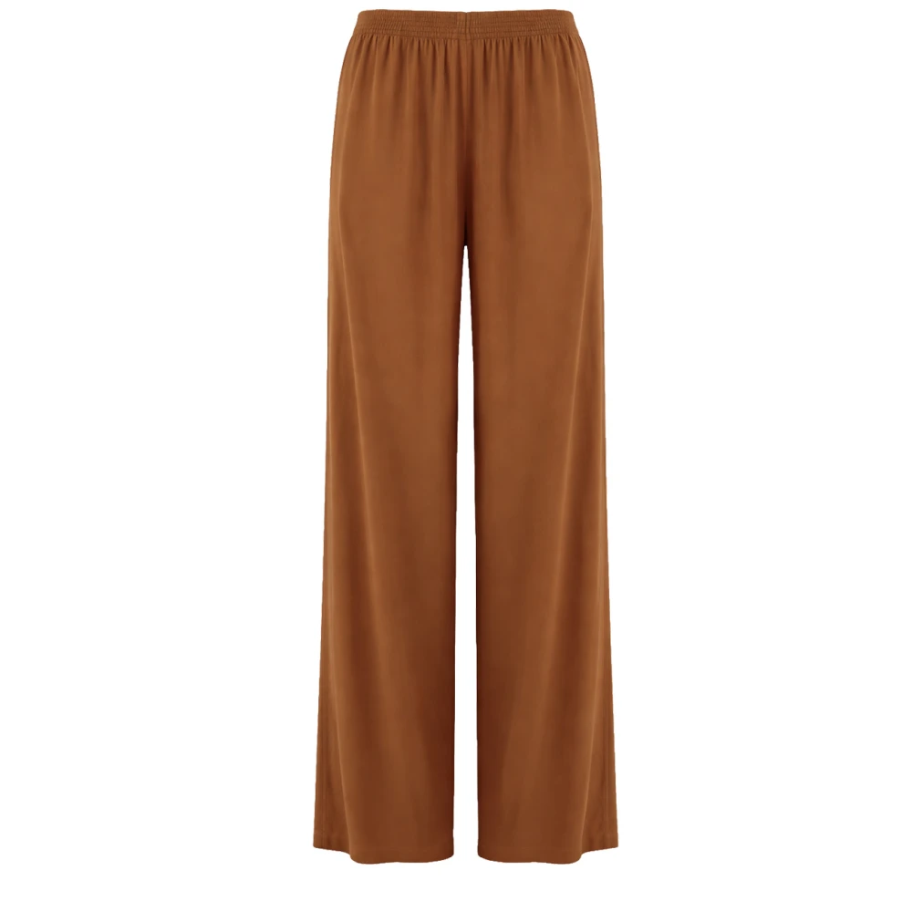 Fabiana Filippi Vrouw Bruin Broeken Dames, M, Satijn, Wijde Pijpen Broek