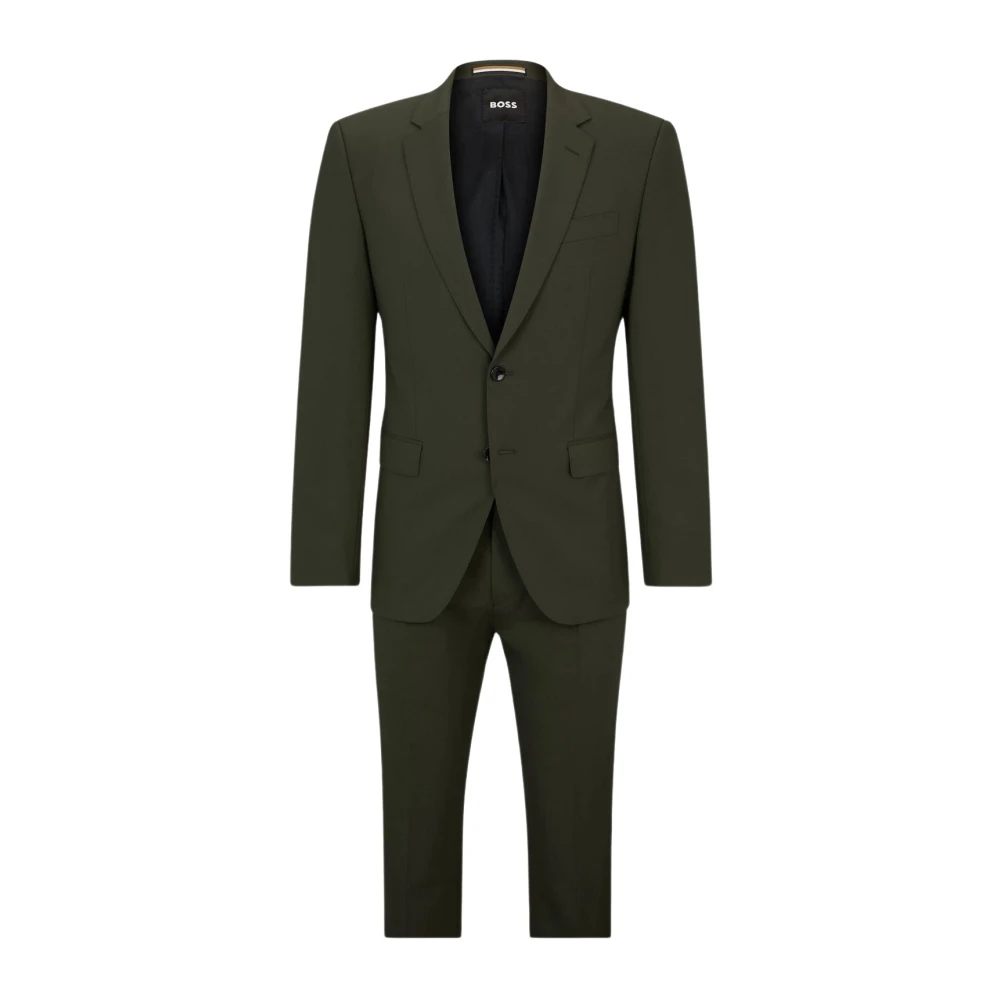Boss Single Breasted Suits Green Heren
