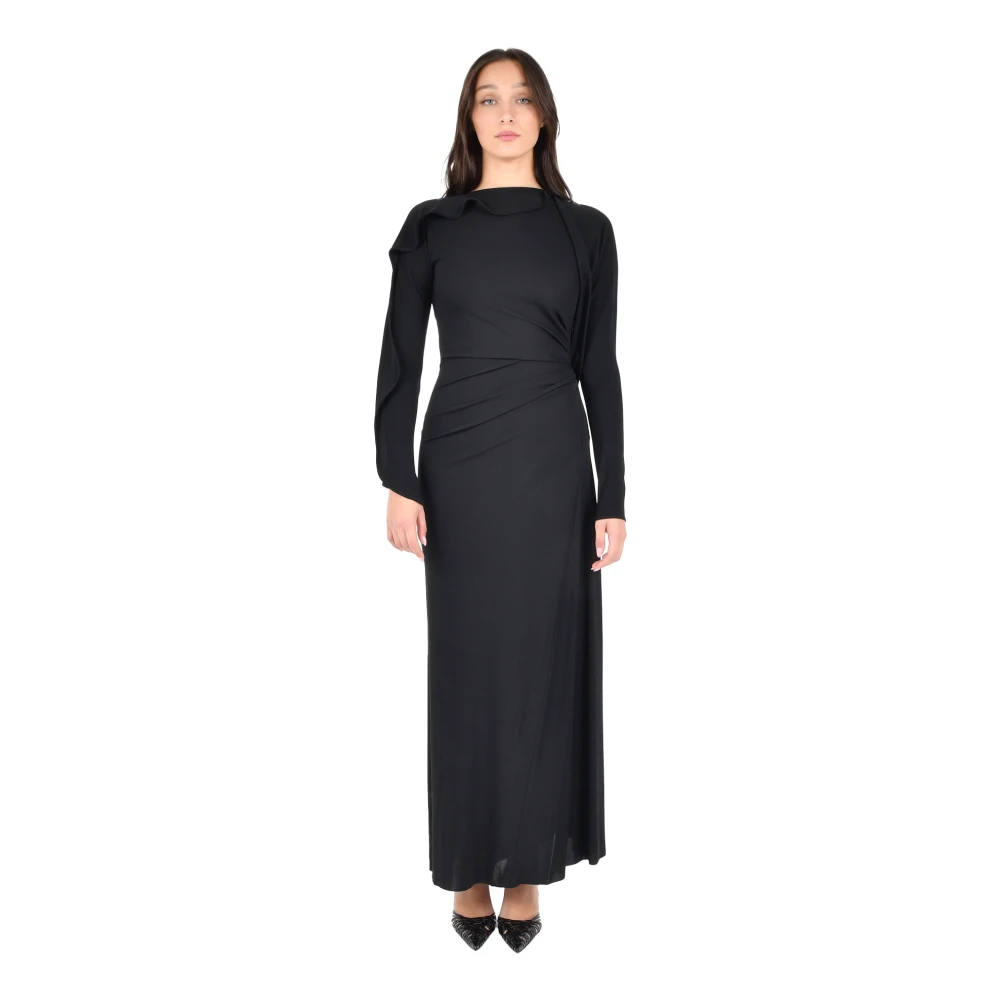 Victoria Beckham Women's Black Maxi Dresses, Xs, Draped Jersey Gown