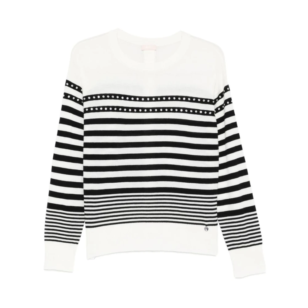Liu Jo Women's Multicolor Round-Neck Knitwear, L, Striped Round-Neck Jumper