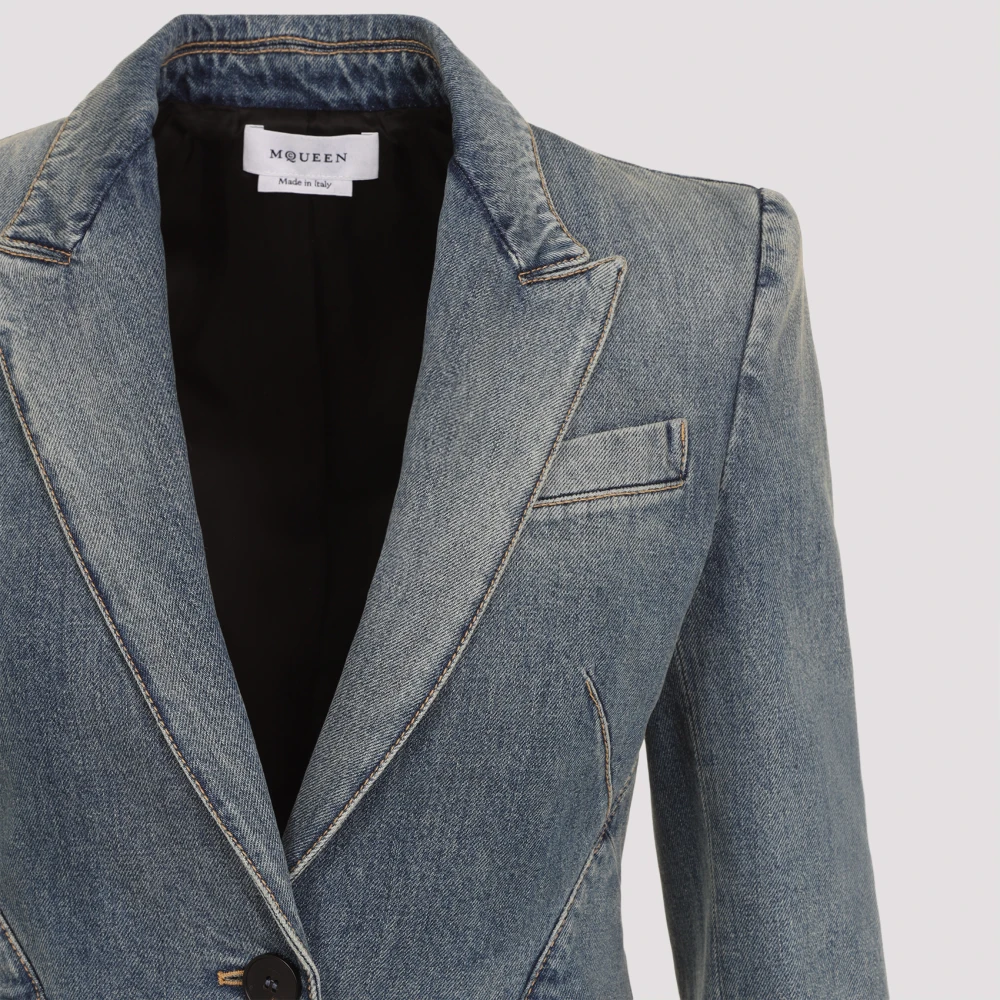alexander mcqueen Stonewashed Denim Jack Blue Dames