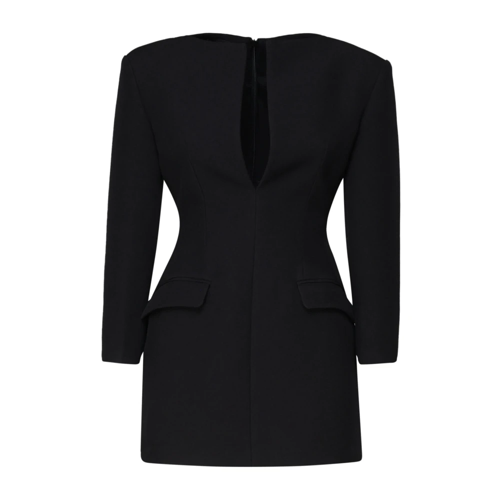 Andamane Zwarte Crepe Jurk met V-Hals Black Dames