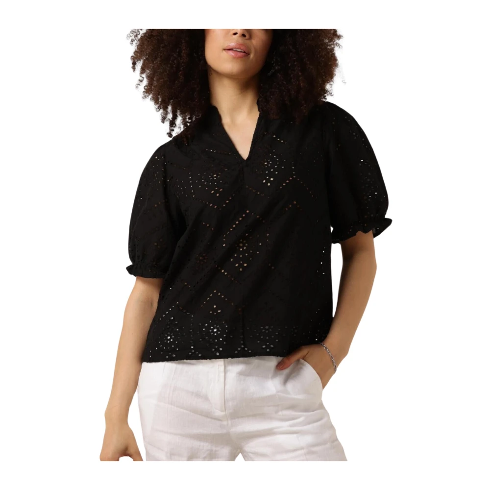 NEO NOIR Zwarte Odesa Borduurblouse Black Dames