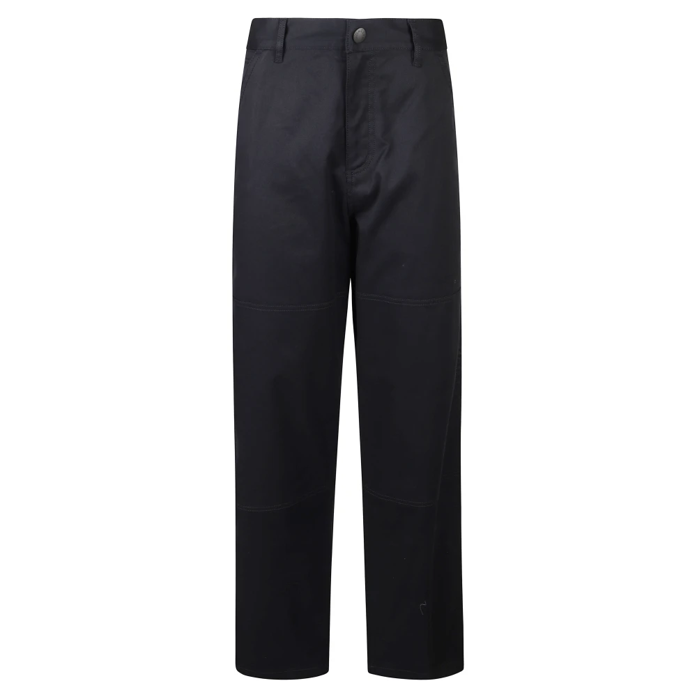 Moncler Men's Blue Cotton Gabardine Trousers - Straight Trousers - S - Trousers