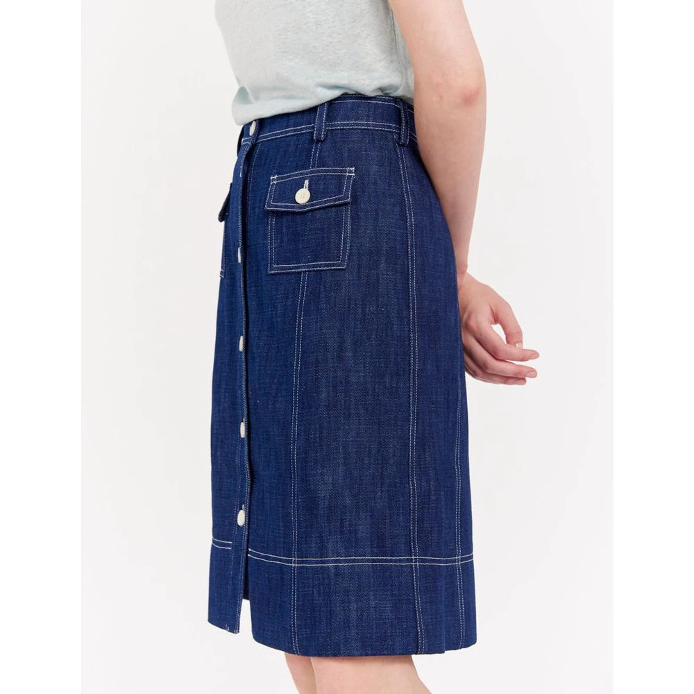 Ines De La Fressange Paris Elegante Denim Rok met Stijlvolle Details Blue Dames
