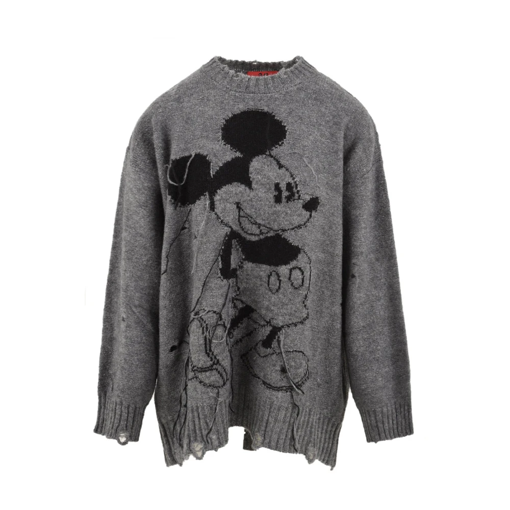 Aniye By Grijze Mohair Alpaca Sweater met Mickey Intarsia Gray Dames