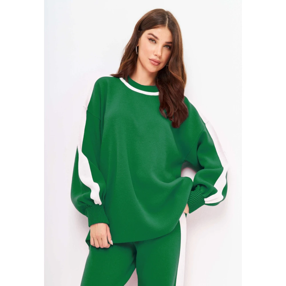 Cesare Gaspari CG Gebreide Jogger set Groen Green Dames