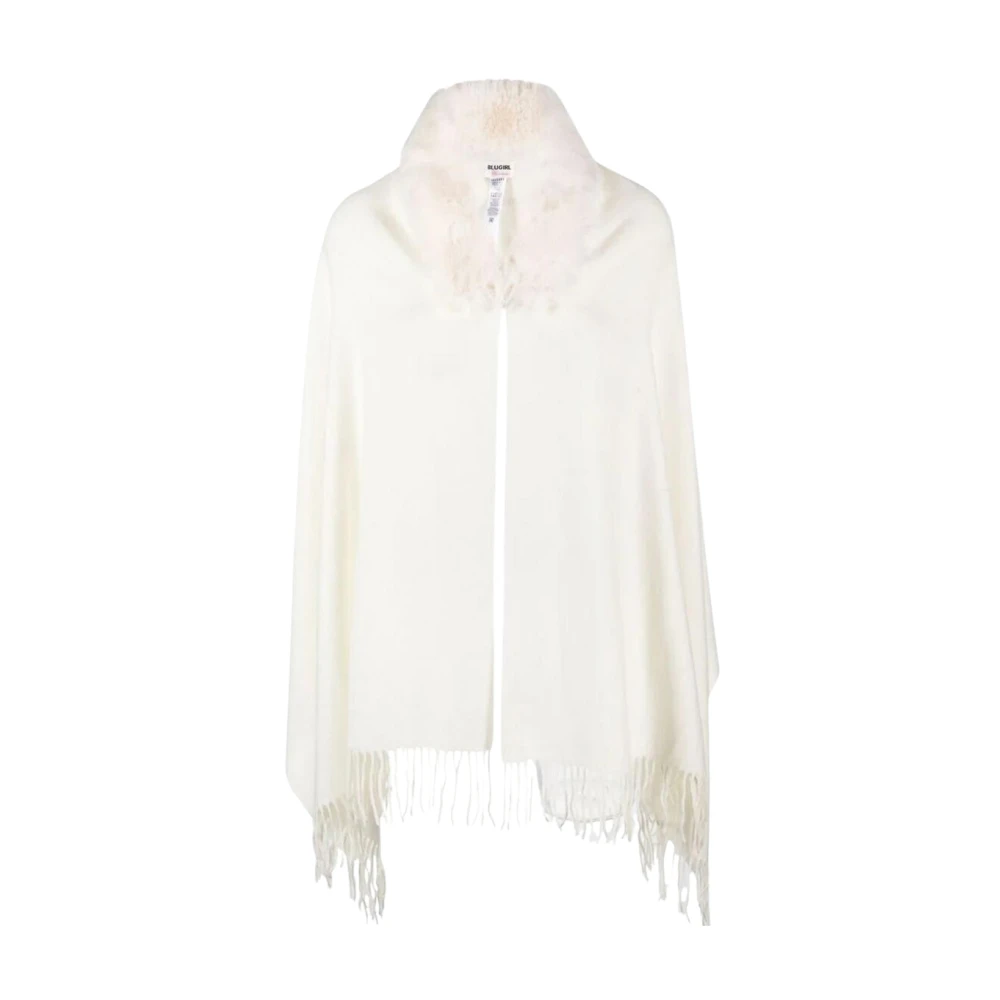 Blugirl Jas met nepbont kraag en franjes White Dames