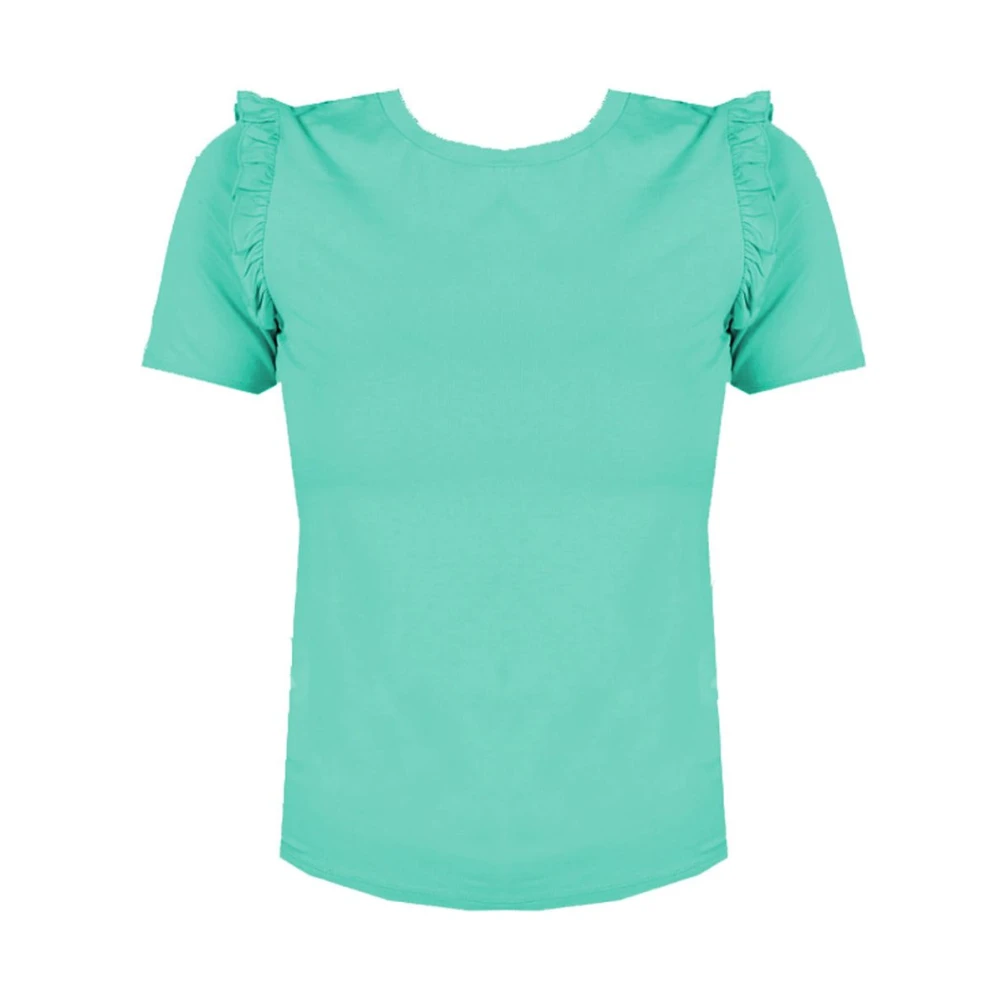 PATRIZIA PEPE Gerimpelde ronde hals viscose top Green Dames