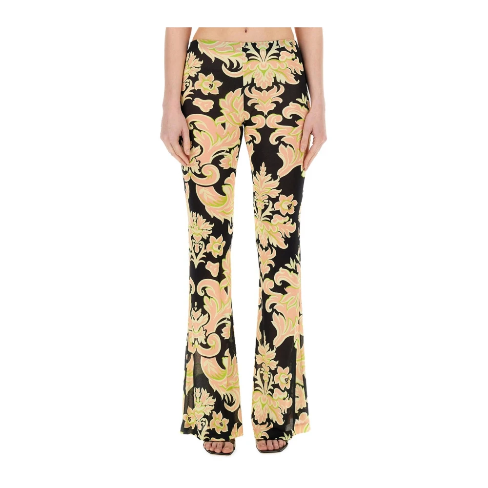 Etro Multicolor Baroque Print Flared Trousers - Female - Wide Trousers - S - Trousers