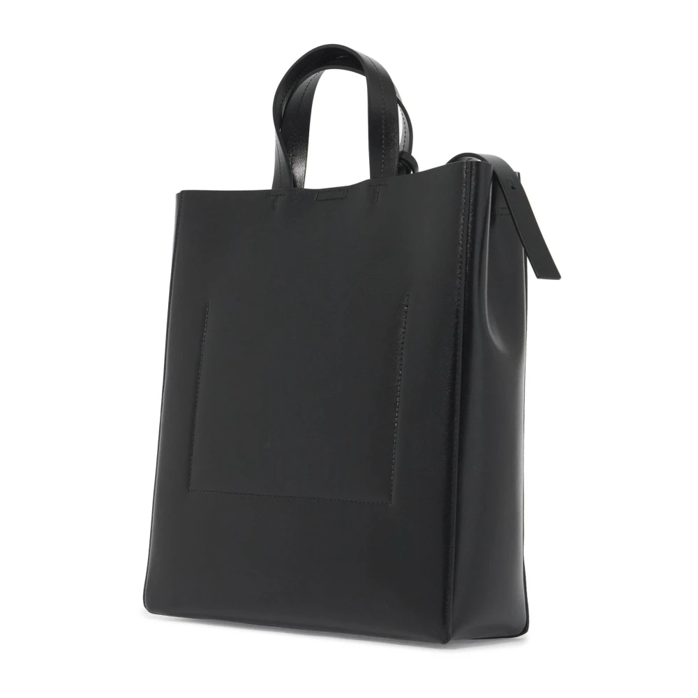 Jil Sander Bonded Leren Tote Tas Black Dames