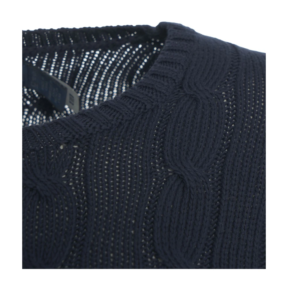 Polo Ralph Lauren Blauwe Kabeltrui Chic Ontwerp Blue Dames
