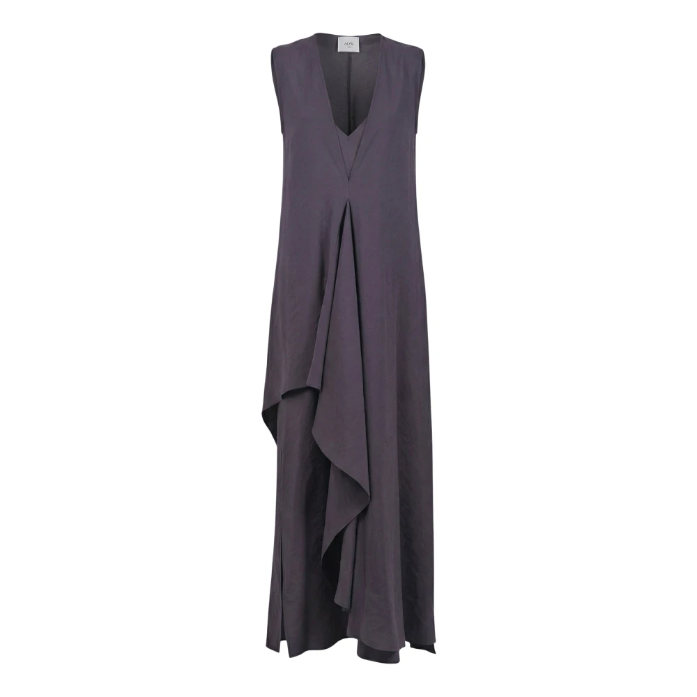 Alysi Women's Gray Abito Lungo Con Sottoveste - Maxi Dresses - S - Dresses