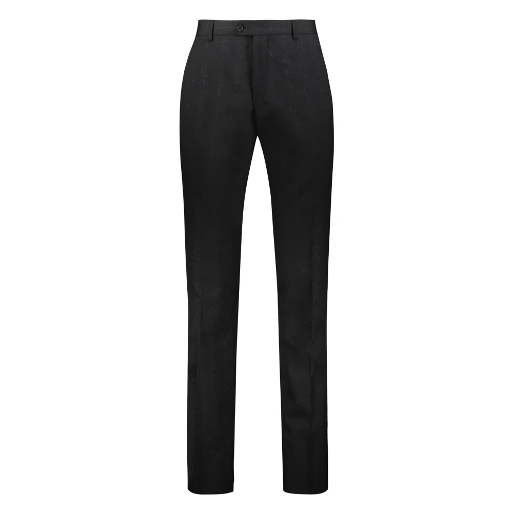 Salvatore Ferragamo Getailleerde wollen broek met lurexdraden Black Heren