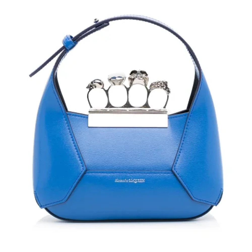 Alexander McQueen Pre-owned Blauwe Leren Juwelen Mini Satchel Blue Dames