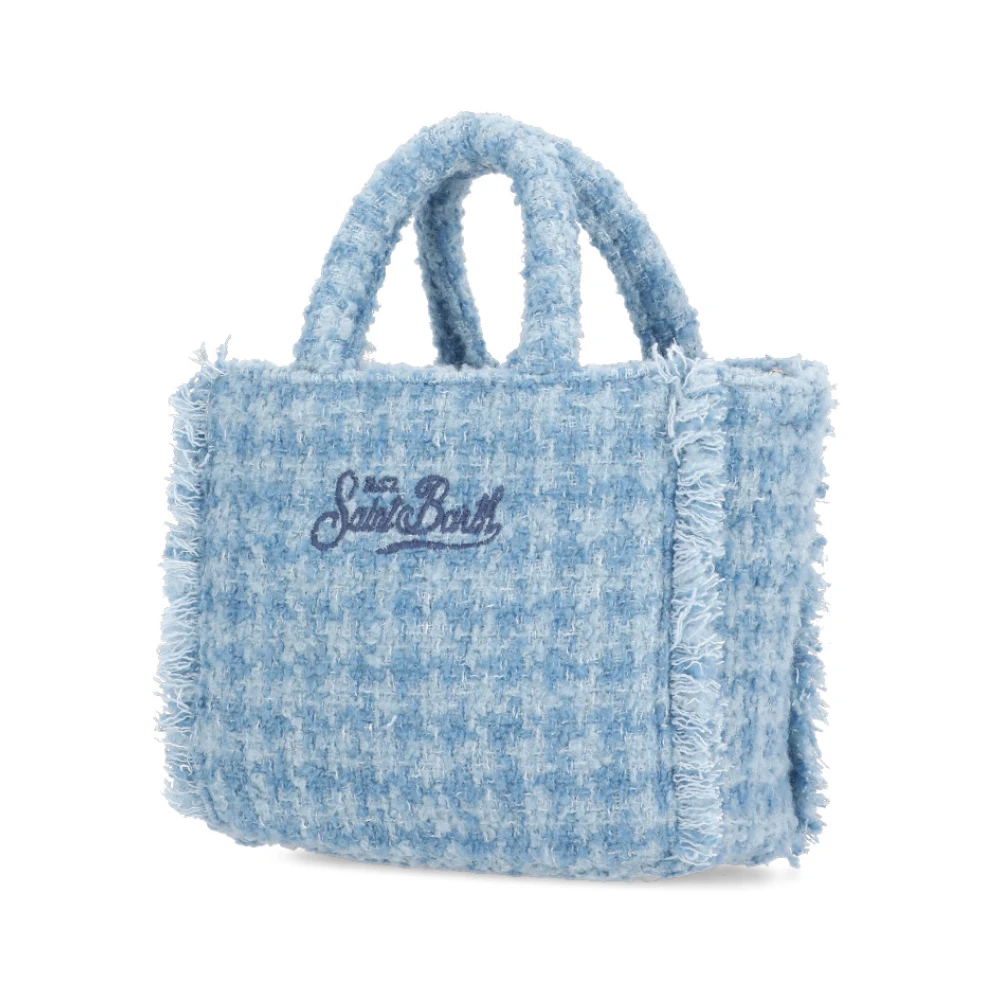 Saint Barth Blauwe Wollen Handtas met Franjes Blue Dames