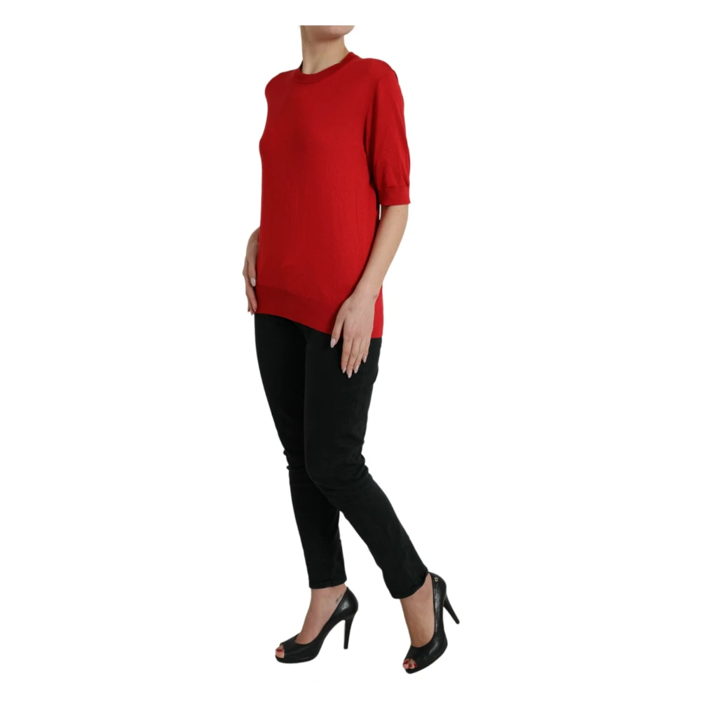 Dolce & Gabbana Rood Zijden Ronde Hals Top Red Dames