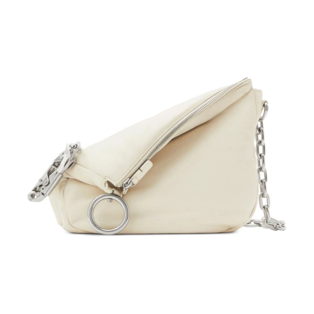 Burberry Witte Schoudertas van Lamsvacht met Ringversiering Beige Dames