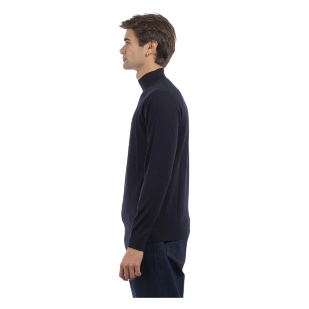 Daniele Fiesoli Blauwe Merinowollen Trui Regular Fit Blue Heren