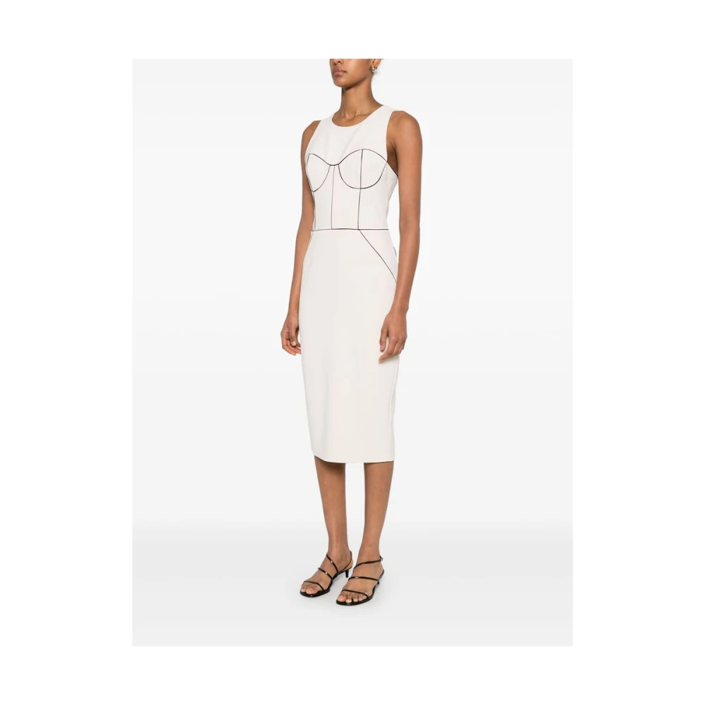 Elisabetta Franchi Chique Midi Beige Jurk Beige Dames