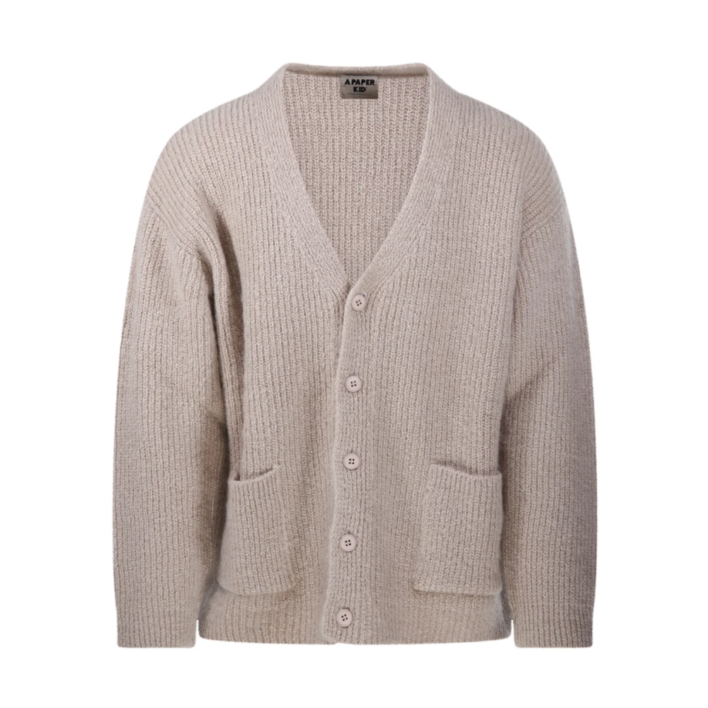 A Paper Kid Zand Cardigan voor stijlvolle uitstraling Pink Heren
