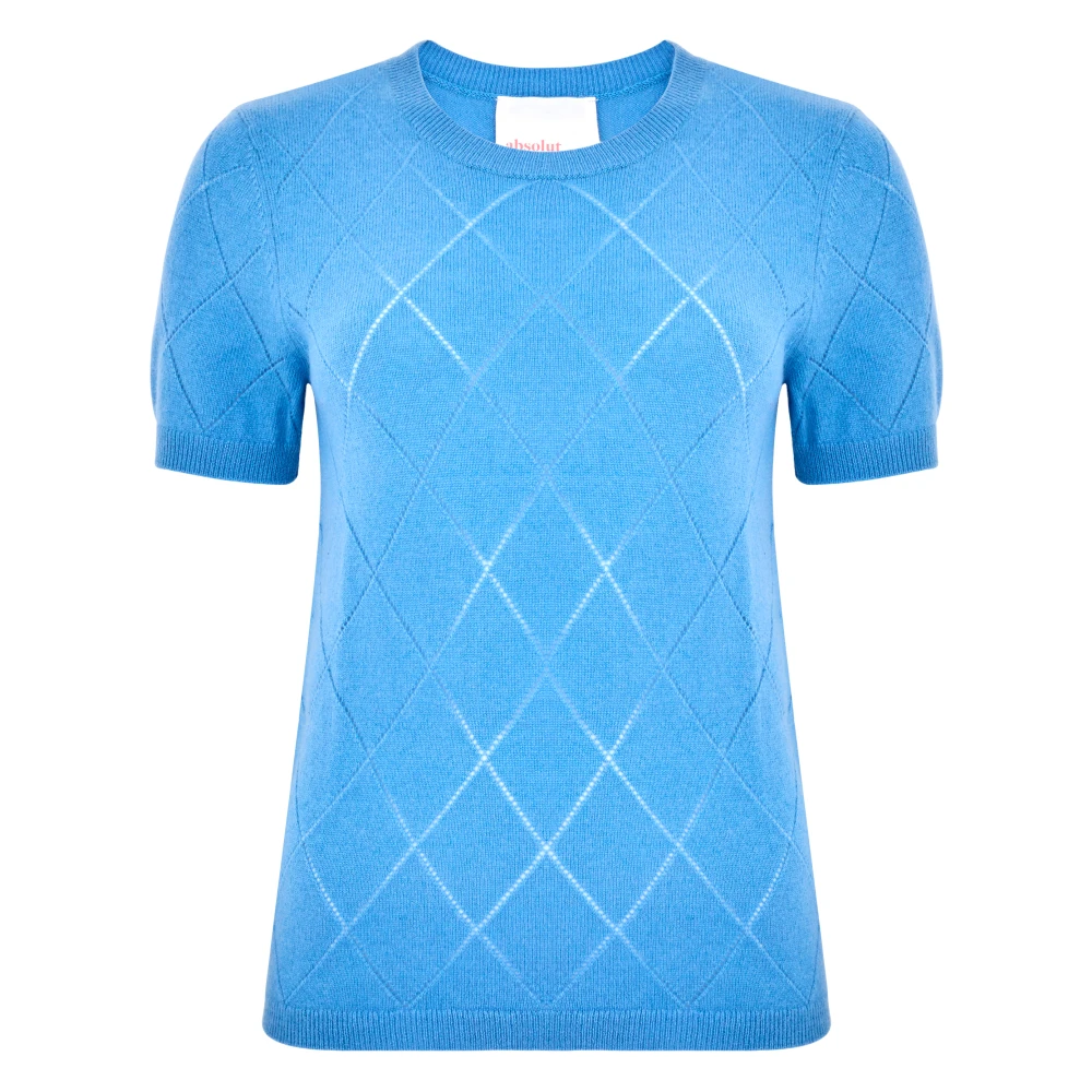 Absolut Cashmere Geperforeerde Lichtblauwe Crew Neck Sweater Blue Dames