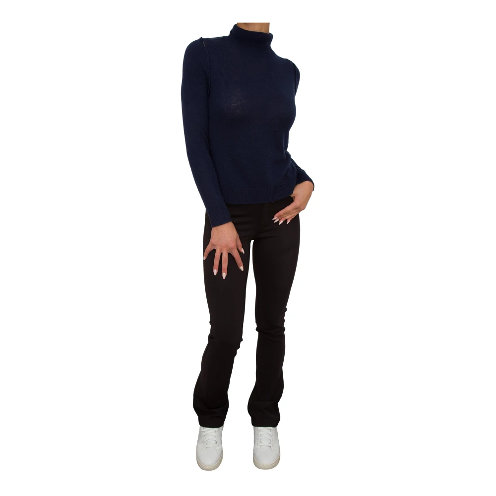 Nenette Blauwe Cashmere Trui Lange Mouw Blue Dames
