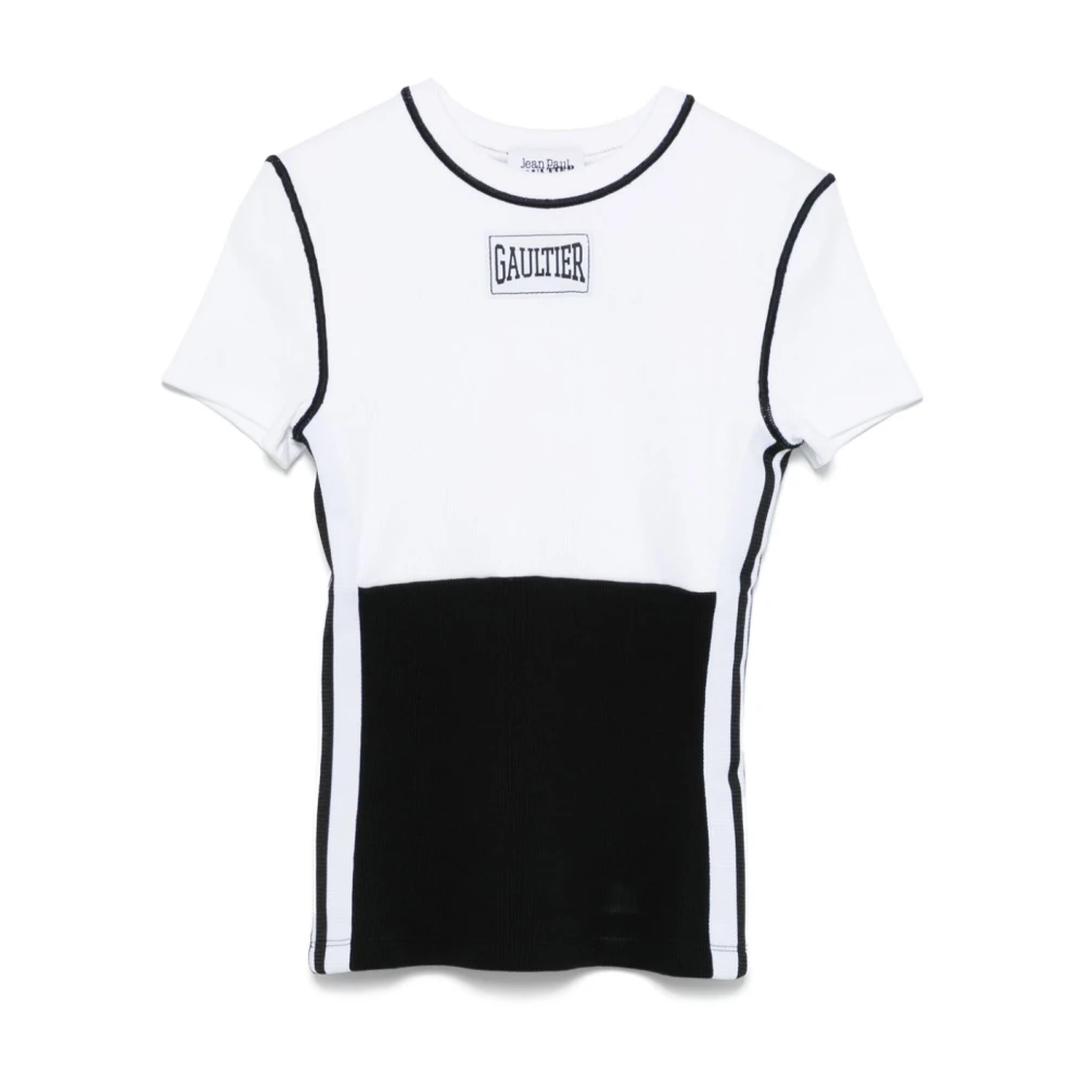 Jean Paul Gaultier Korte Mouw Katoenen T-shirt Wit Zwart White Dames