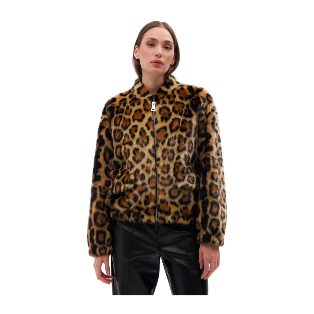 Leopard Print Faux Fur Jakke