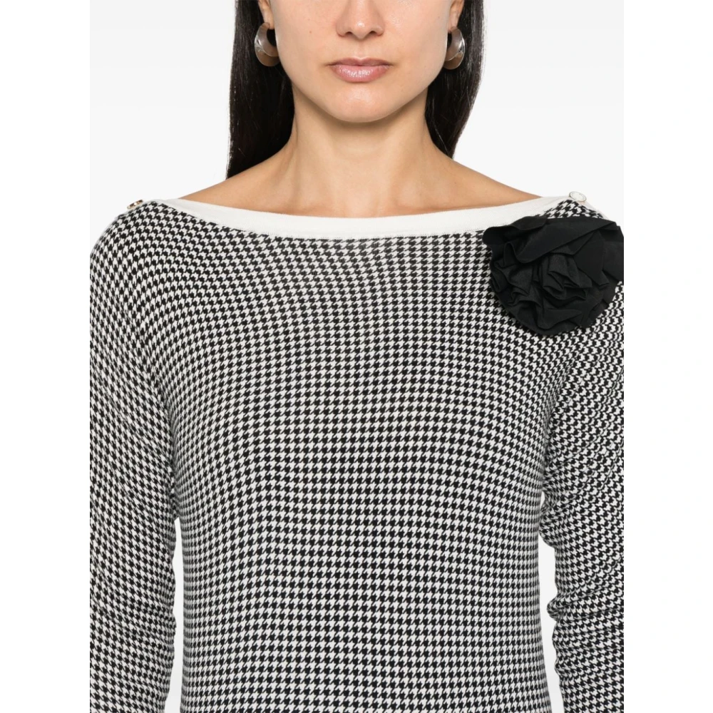 Blugirl Houndstooth Gebreide Trui met Bloemdetail Gray Dames