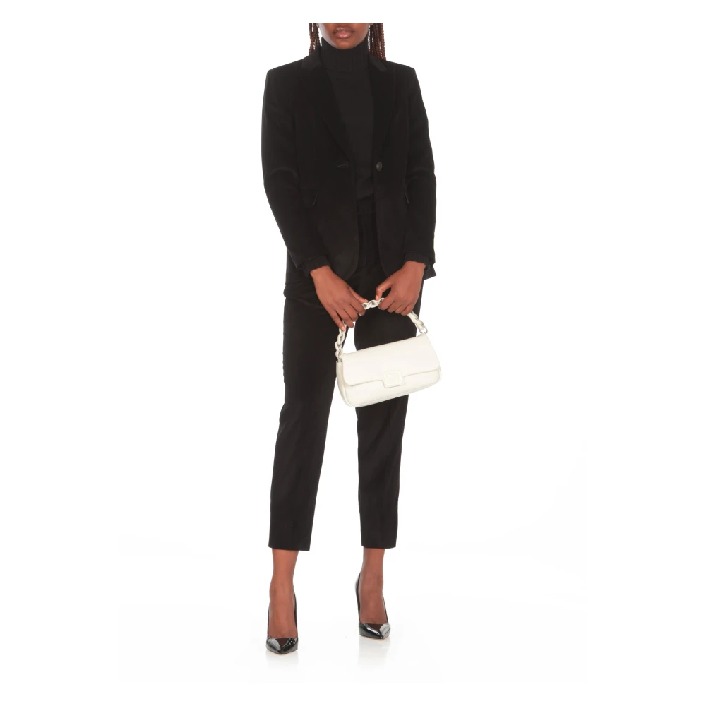 PESERICO Zwarte Viscose Blazer Peak Revers Jas Black Dames