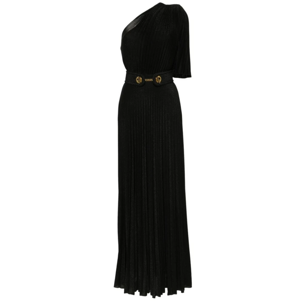 Elisabetta Franchi Zwarte jurk met riem Black Dames