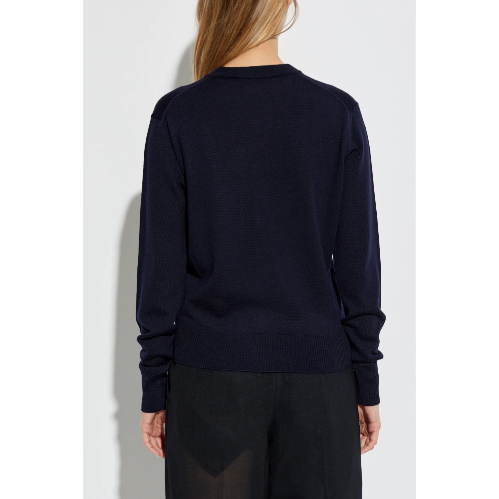 Ami Paris Wol wollen cardigan met logo Blue Dames