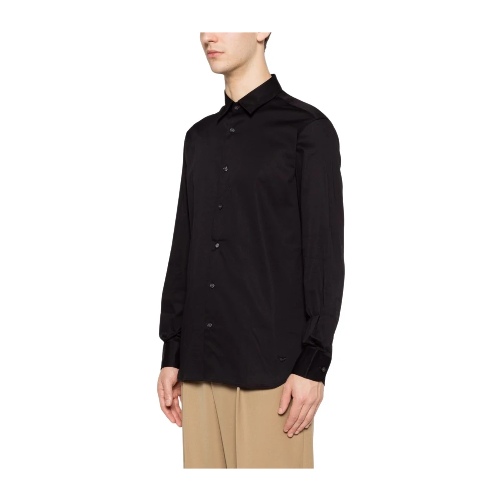 Emporio Armani Men's Black Stretch Pima Cotton Shirt - Casual Shirts - L - Shirts