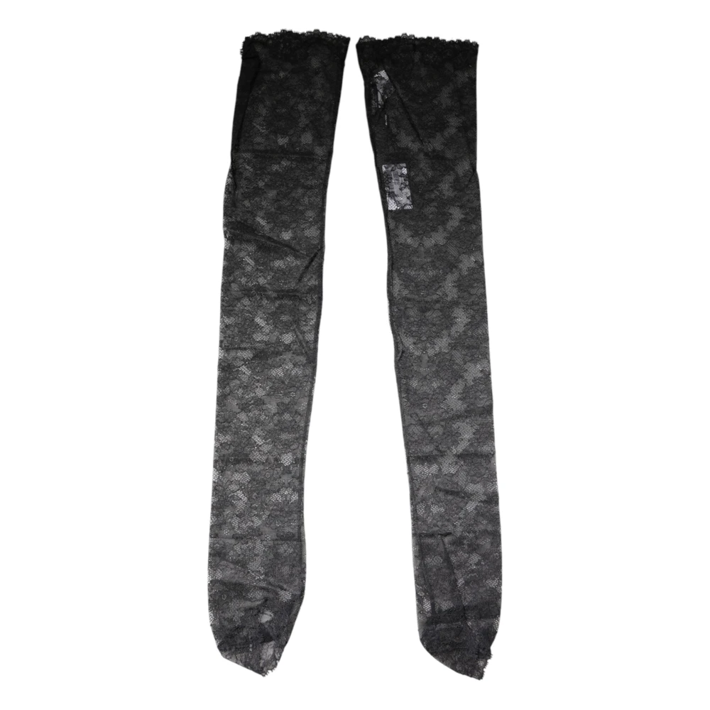 Dolce & Gabbana Women's Black Floral Lace Stretch Stockings - Socks - One Size - Underwear